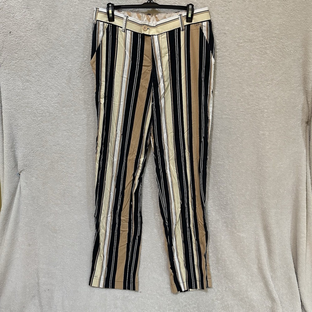 Loud Mouth Tan Black Stripe Golf Pants Men's Size 34x34 Colorful Preppy Fun‎